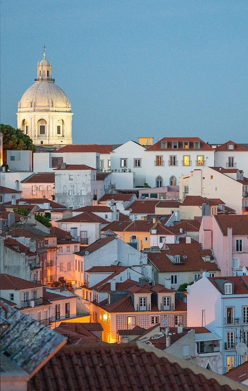 Lisbon rooftops at dusk