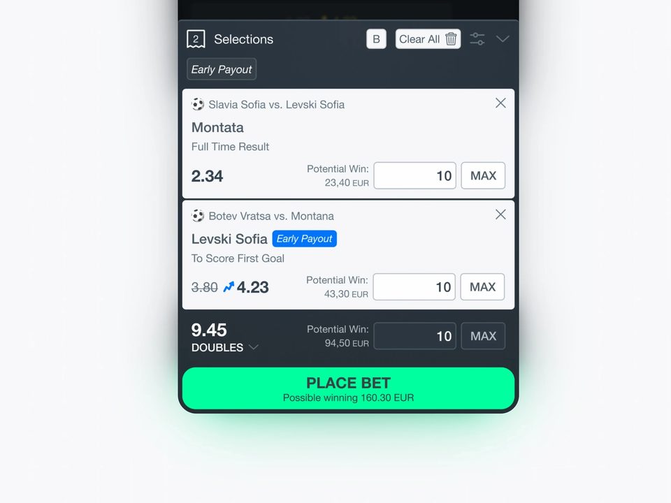 The sportsbook betslip on a phone